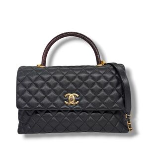 Chanel Lizard Quilted Large Coco Top Handle